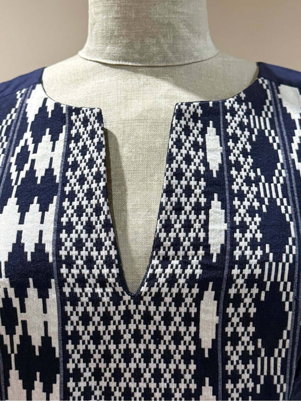 Anthropologie x Floreat Print Embroidered Blue White Floral Bronze Dress size 0 - Picture 6 of 12